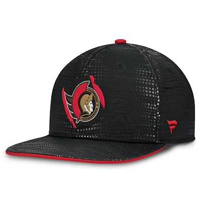Men's Fanatics Black Ottawa Senators Authentic Pro Rink Square Visor Snapback Hat