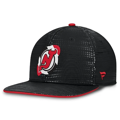 Men's Fanatics Black New Jersey Devils Authentic Pro Rink Square Visor Snapback Hat