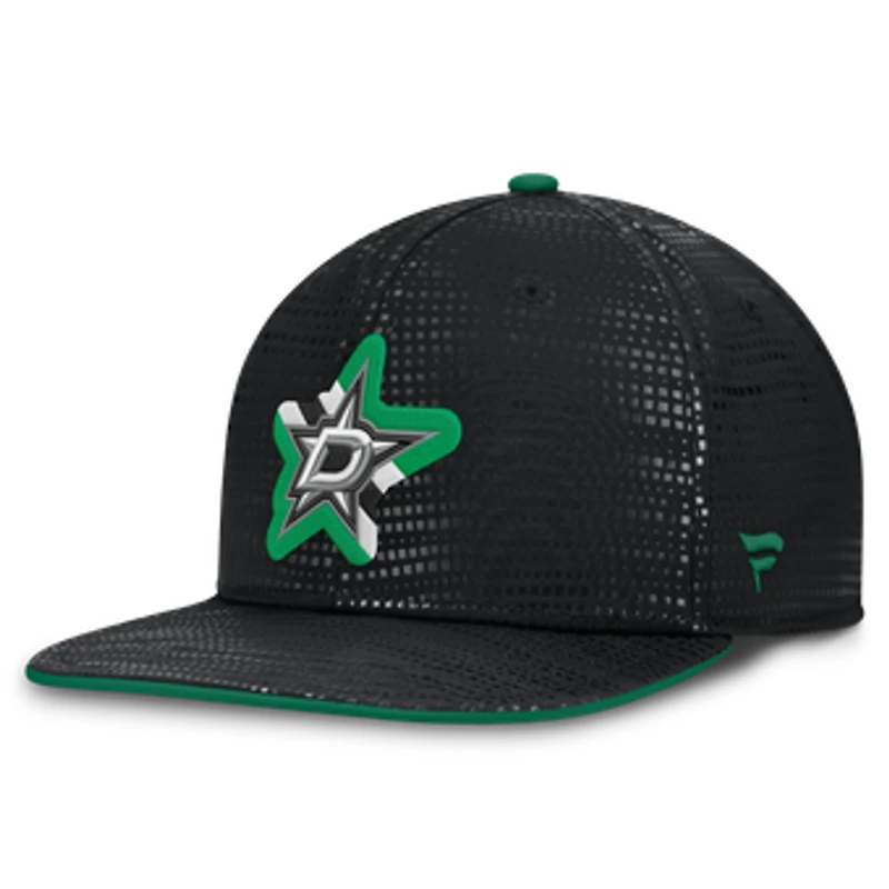 Men's Fanatics Black Dallas Stars Authentic Pro Rink Square Visor Snapback Hat