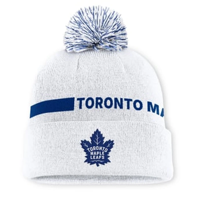 Women's Fanatics White Toronto Maple Leafs Authentic Pro Rink Cuffed Knit Hat with Pom