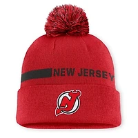 Women's Fanatics Red New Jersey Devils Authentic Pro Rink Cuffed Knit Hat with Pom