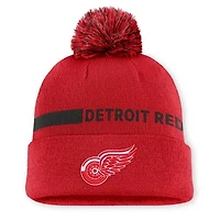 Women's Fanatics Red Detroit Red Wings Authentic Pro Rink Cuffed Knit Hat with Pom