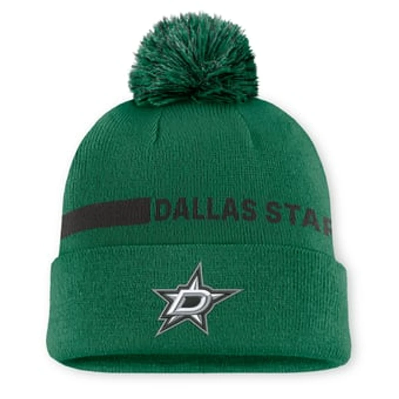 Women's Fanatics Kelly Green Dallas Stars Authentic Pro Rink Cuffed Knit Hat with Pom