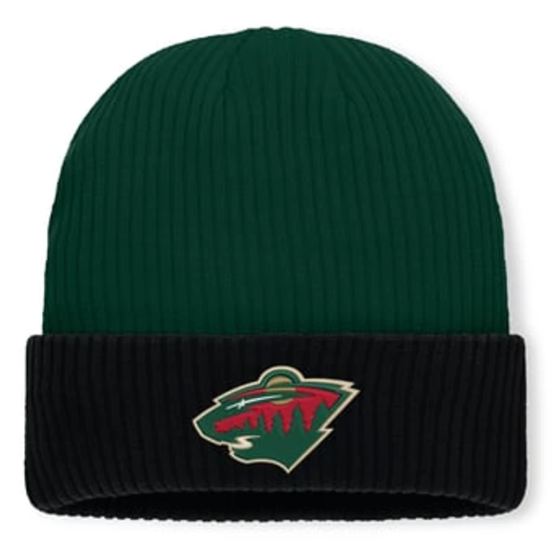 Men's Fanatics Green Minnesota Wild Authentic Pro Rink Cuffed Knit Hat