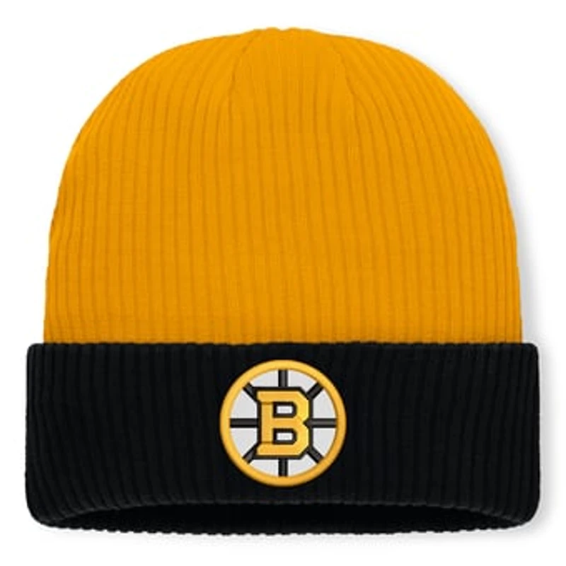 Men's Fanatics Gold Boston Bruins Authentic Pro Rink Cuffed Knit Hat