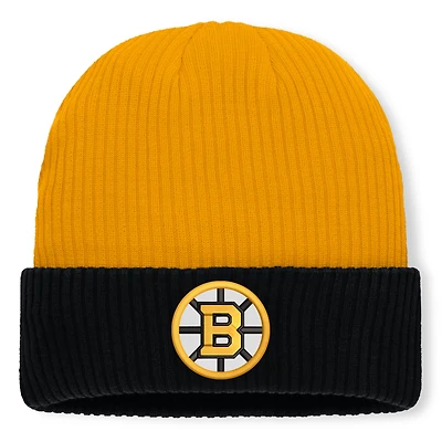 Men's Fanatics Gold Boston Bruins Authentic Pro Rink Cuffed Knit Hat