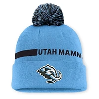 Men's Fanatics Light Blue Utah Mammoth Authentic Pro Rink Cuffed Knit Hat with Pom