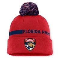 Men's Fanatics Red Florida Panthers Authentic Pro Rink Cuffed Knit Hat with Pom