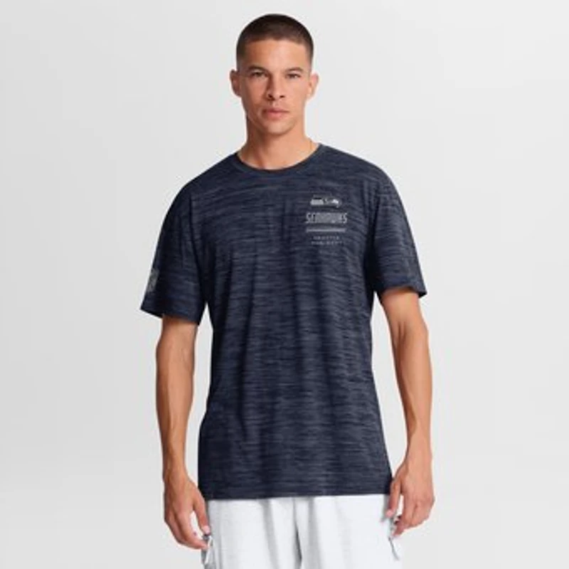 Men's Nike College Navy Seattle Seahawks Sideline Double Covered Dri-FIT Velocity T-Shirt