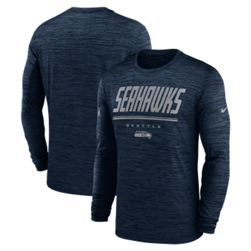 Men's Nike College Navy Seattle Seahawks Sideline Offensive Transition Velocity Dri-FIT Long Sleeve T-Shirt