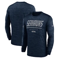 Men's Nike College Navy Seattle Seahawks Sideline Offensive Transition Velocity Dri-FIT Long Sleeve T-Shirt