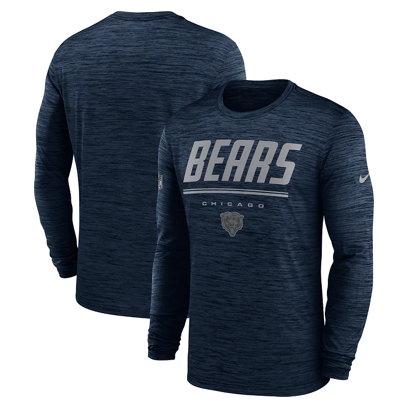Men's Nike Navy Chicago Bears Sideline Offensive Transition Velocity Dri-FIT Long Sleeve T-Shirt
