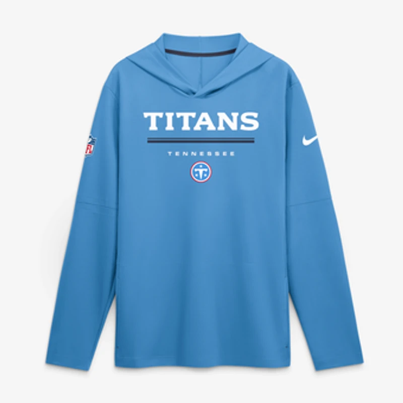 Men's Nike Light Blue Tennessee Titans Sideline Game On Lightweight Long Sleeve Hooded Dri-FIT Top