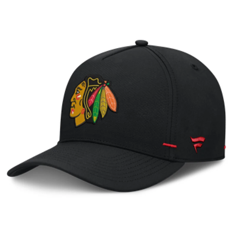 Men's Fanatics Black Chicago Blackhawks Authentic Pro Rink Bar Tacks A-Frame Adjustable Hat