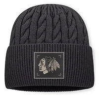 Men's Fanatics Charcoal Chicago Blackhawks Road Phantom Oversized Cuffed Knit Hat