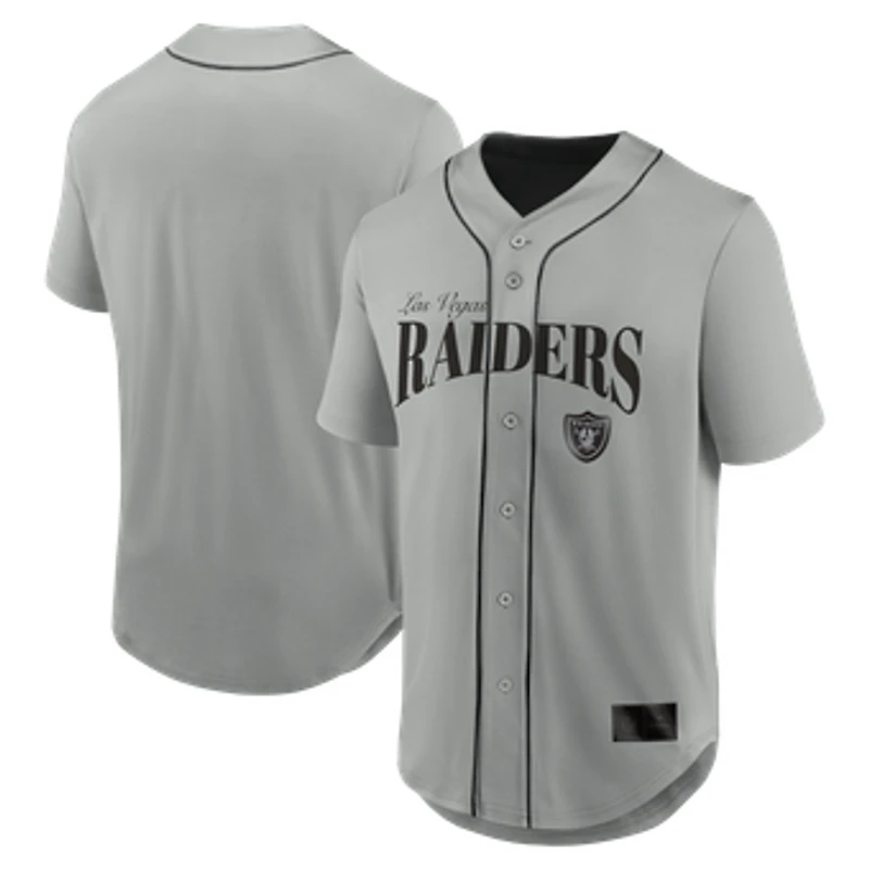 Men's Fanatics Gray Las Vegas Raiders After Hours Button-Up Baseball Top