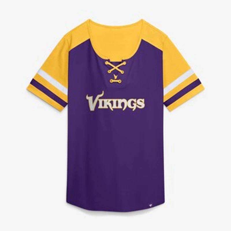 Women's Fanatics Purple Minnesota Vikings Curl Route Athena Lace-Up T-Shirt