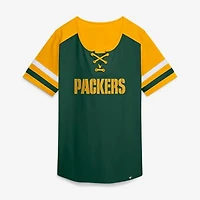 Women's Fanatics Green Green Bay Packers Curl Route Athena Lace-Up T-Shirt