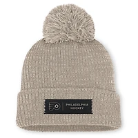 Women's Fanatics Light Beige Philadelphia Flyers Authentic Pro Road Cuffed Knit Hat with Pom
