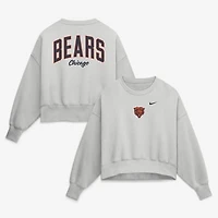 Women's Nike  Gray Chicago Bears Oversized Primetime Phoenix Fleece Sweatshirt