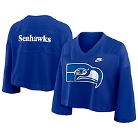 Women's Nike Royal Seattle Seahawks Rewind Cropped Mesh Dri-FIT Fashion Jersey