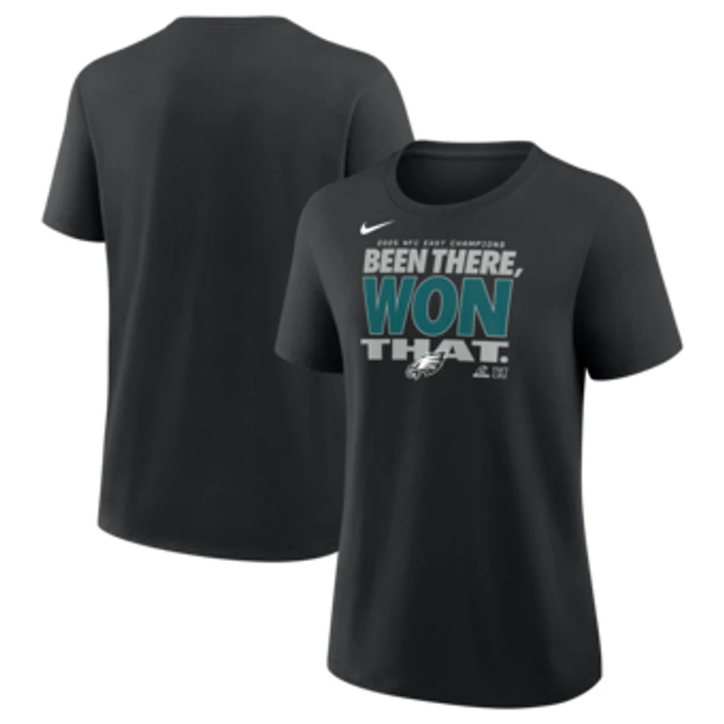 Women's Nike  Black Philadelphia Eagles 2025 NFC East Division Champions Locker Room Trophy Collection T-Shirt