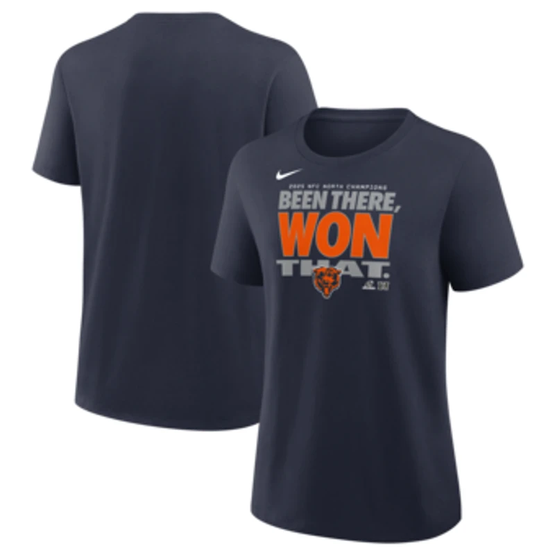Women's Nike Navy Chicago Bears 2025 NFC North Division Champions Locker Room Trophy Collection T-Shirt