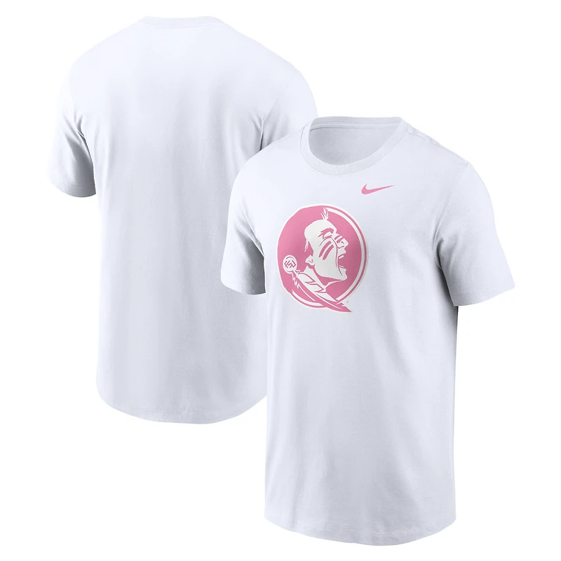Men's Nike White Florida State Seminoles Pink Logo T-Shirt