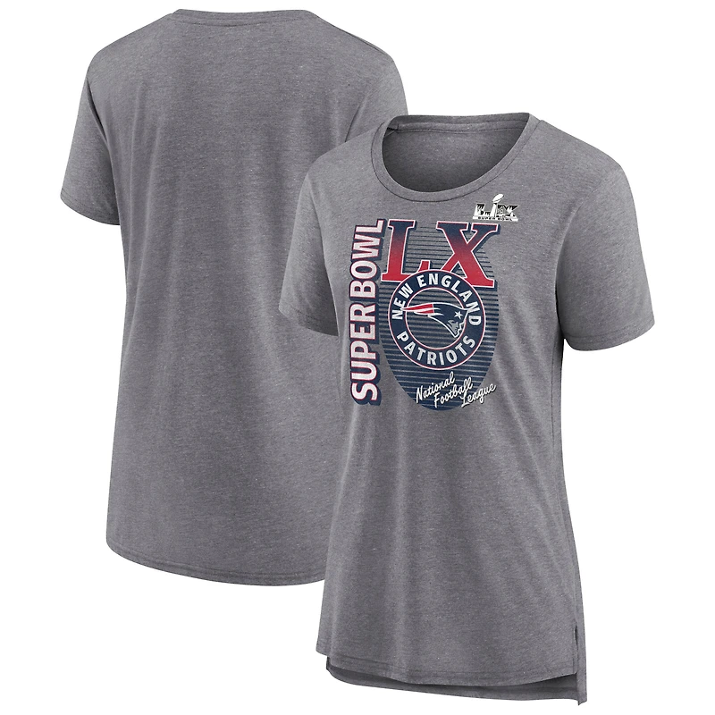 Women's Fanatics  Heather Gray New England Patriots Super Bowl LX Retro Tri-Blend T-Shirt