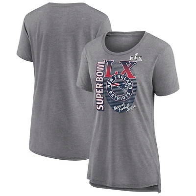 Women's Fanatics  Heather Gray New England Patriots Super Bowl LX Retro Tri-Blend T-Shirt