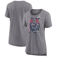 Women's Fanatics  Heather Gray New England Patriots Super Bowl LX Retro Tri-Blend T-Shirt