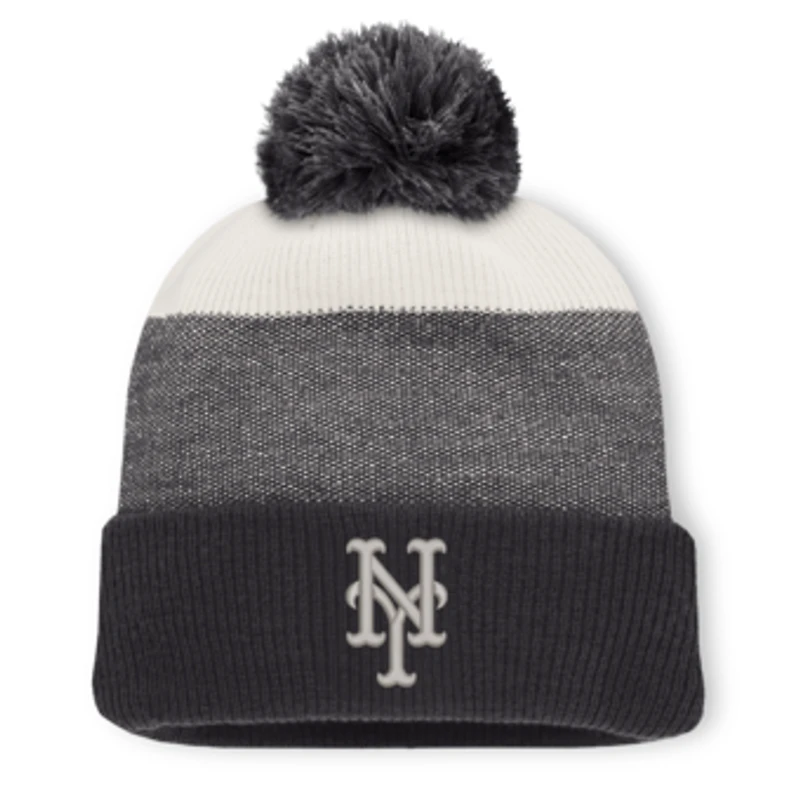 Men's Fanatics Charcoal/Gray New York Mets Cuffed Knit Hat with Pom
