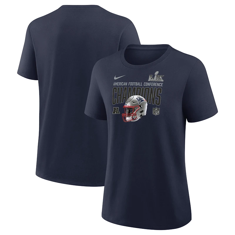 Women's Nike  Navy New England Patriots 2025 AFC Champions Helmet T-Shirt