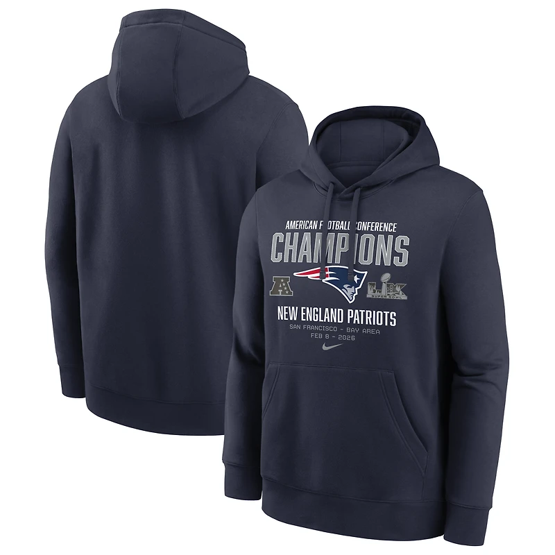 Men's Nike Navy New England Patriots 2025 AFC Champions Team Nation Hoodie