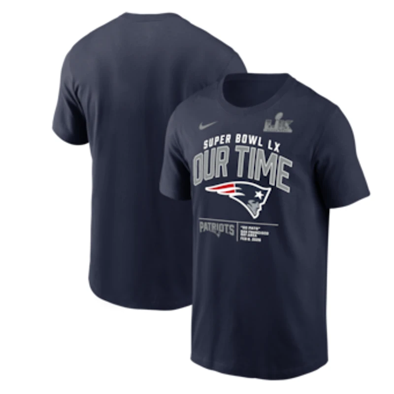 Men's Nike Navy New England Patriots Super Bowl LX Clear Sign T-Shirt