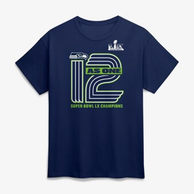 Men's Fanatics  College Navy Seattle Seahawks Super Bowl LX Champions Hometown On Top T-Shirt