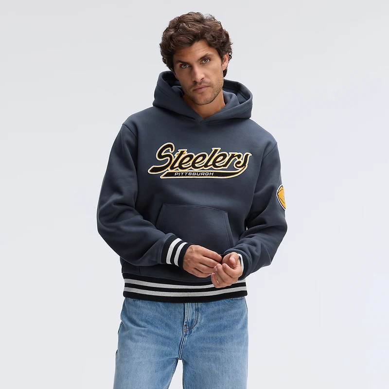 Fanatics Charcoal Pittsburgh Steelers IconicFleece Tipped Hoodie