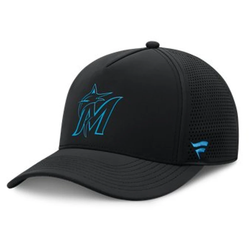 Men's Fanatics Black Miami Marlins Perforated Adjustable Hat