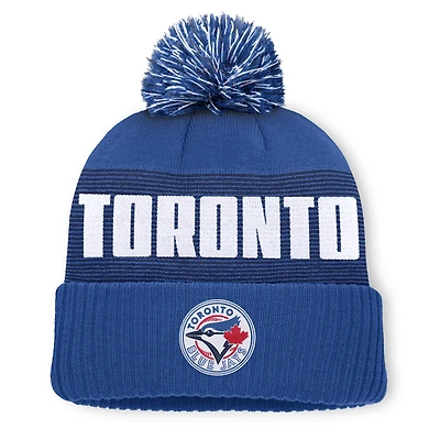 Men's Fanatics Royal Toronto Blue Jays Striate Cuffed Knit Hat with Pom