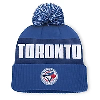 Men's Fanatics Royal Toronto Blue Jays Striate Cuffed Knit Hat with Pom