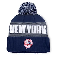 Men's Fanatics Navy New York Yankees Striate Cuffed Knit Hat with Pom