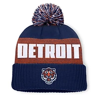 Men's Fanatics Navy Detroit Tigers Striate Cuffed Knit Hat with Pom