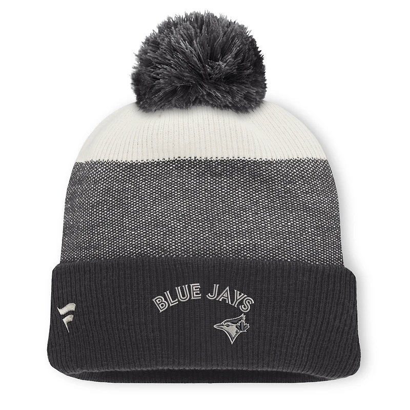 Men's Fanatics Charcoal/Gray Toronto Blue Jays Cuffed Knit Hat with Pom