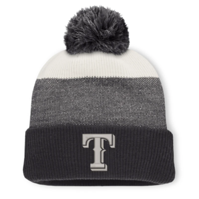 Men's Fanatics Charcoal/Gray Texas Rangers Cuffed Knit Hat with Pom