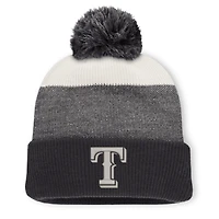 Men's Fanatics Charcoal/Gray Texas Rangers Cuffed Knit Hat with Pom