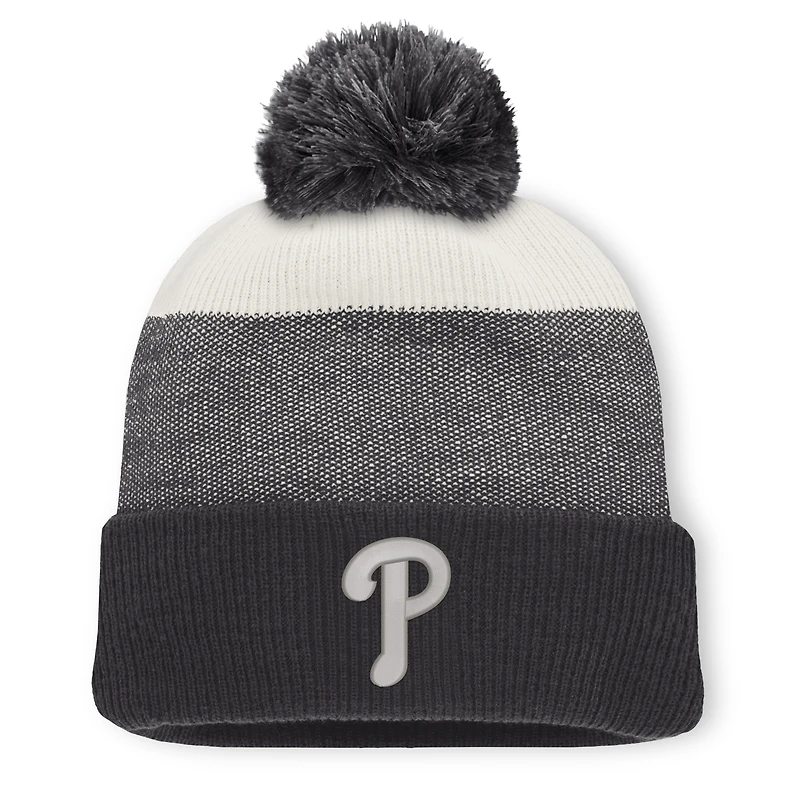 Men's Fanatics Charcoal/Gray Philadelphia Phillies Cuffed Knit Hat with Pom
