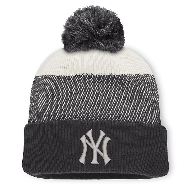 Men's Fanatics Charcoal/Gray New York Yankees Cuffed Knit Hat with Pom