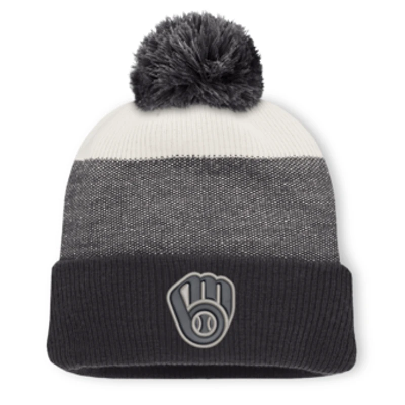 Men's Fanatics Charcoal/Gray Milwaukee Brewers Cuffed Knit Hat with Pom