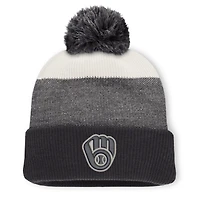 Men's Fanatics Charcoal/Gray Milwaukee Brewers Cuffed Knit Hat with Pom