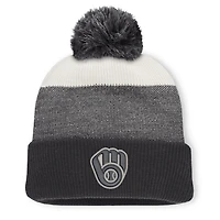 Men's Fanatics Charcoal/Gray Milwaukee Brewers Cuffed Knit Hat with Pom